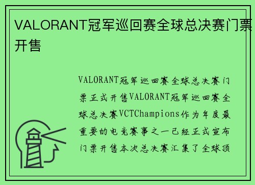 VALORANT冠军巡回赛全球总决赛门票开售